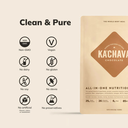 Ka’Chava Whole Body Meal Shake Chocolate 2 lb – Vegan Protein Powder with 85+ Superfoods & Greens – Plant-Based Meal Replacement with Probiotics & Digestive Enzymes – Gluten & Dairy Free (15 Servings)