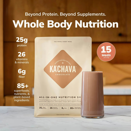 Ka’Chava Whole Body Meal Shake Chocolate 2 lb – Vegan Protein Powder with 85+ Superfoods & Greens – Plant-Based Meal Replacement with Probiotics & Digestive Enzymes – Gluten & Dairy Free (15 Servings)